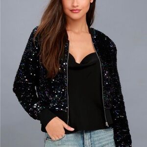 Lulus All Eyes on you sequin Bomber jacket